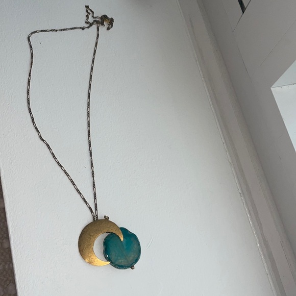 New turquoise and gold moon long necklace - Picture 3 of 6